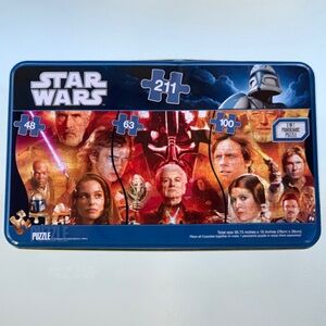 Star Wars 3 in 1 Panoramic 211 Piece Jedi Sith Classic Puzzle in Collectible Tin